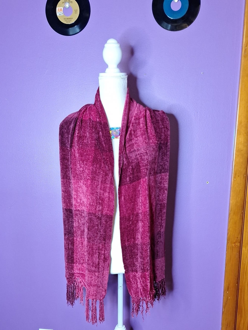 Shades Of Burgundy Fringe Women's Wrap Scarf